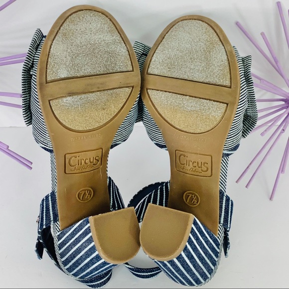 Circus Sam Edelman EVA / Bow Blue White Chunk Heel - Picture 8 of 9